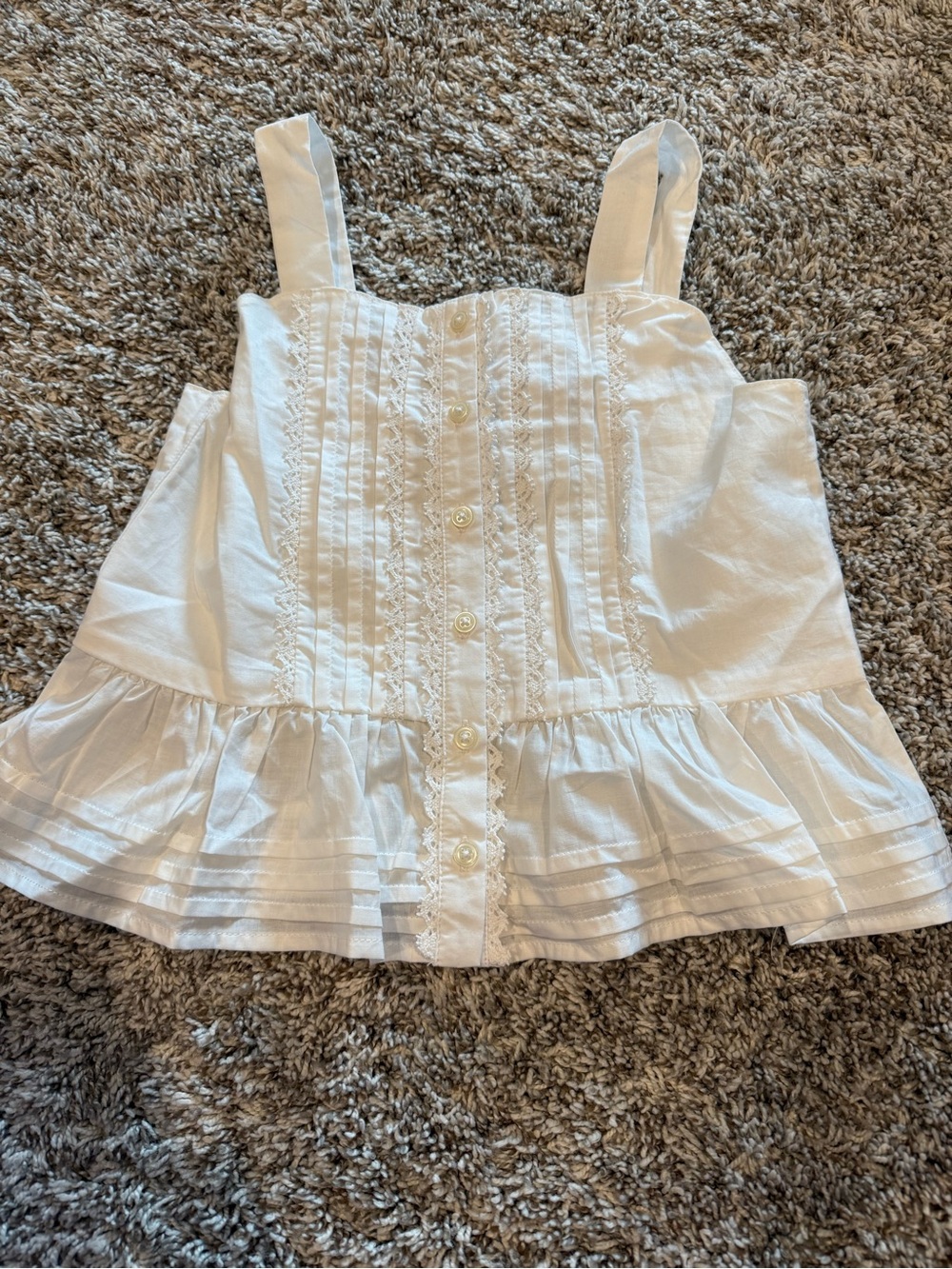 Janie and Jack White Ruffled Pintuck Button-Front Tank Top